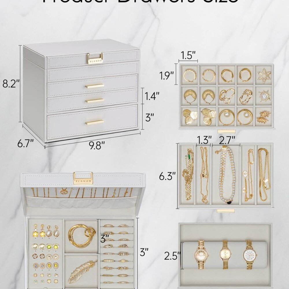 4 Layer Large Jewelry Box - Jewelry Holder Organizer, Jewelry Box Organizer for - Picture 3 of 7
